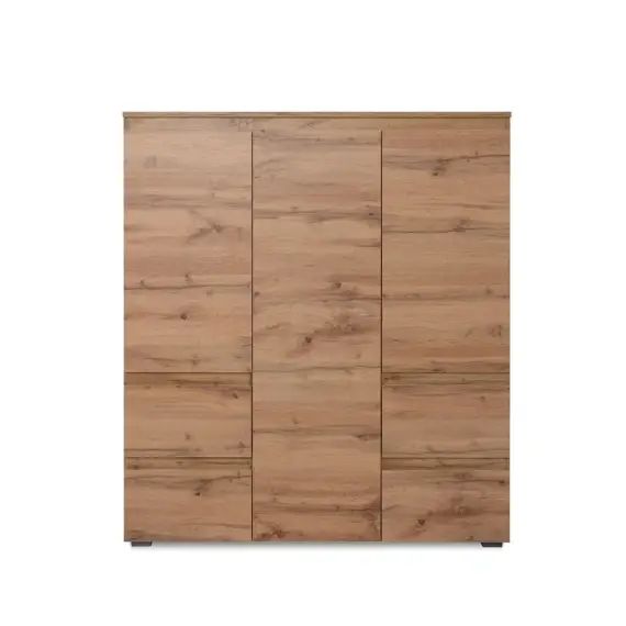 Buffet haut 3 portes, 4 tiroirs et 5 étagères – L116 cm – Marron