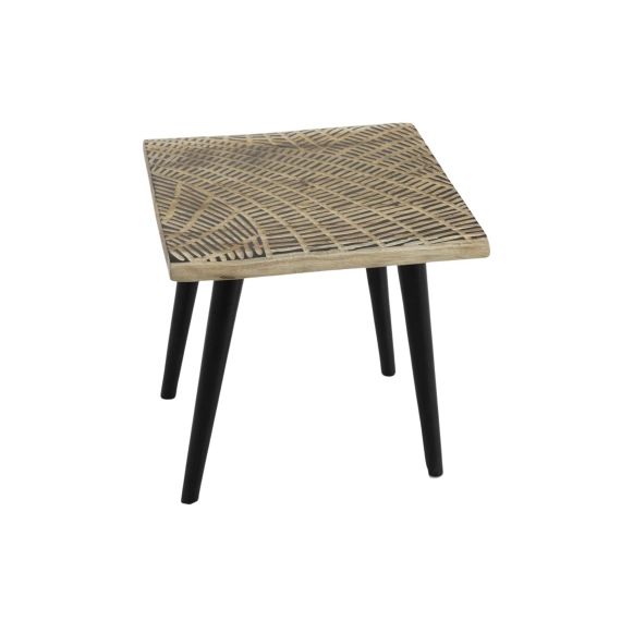 Bout de canapé carré en bois sculpté