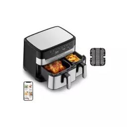 Friteuse Moulinex friteuse a air Dual Easy Fry & Grill Inox 2 tiroirs EZ905D20
