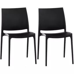 Lot 2 chaises de jardin empilables en plastique Noir