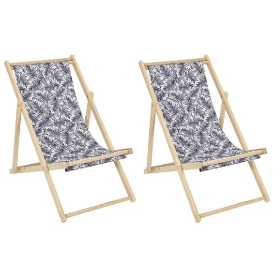 Lot  de 2 chiliennes tissu motif feuilles