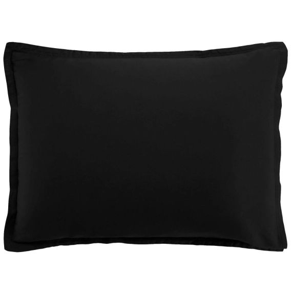 Taie d’oreiller rectangle satin de coton noir 50×70 cm