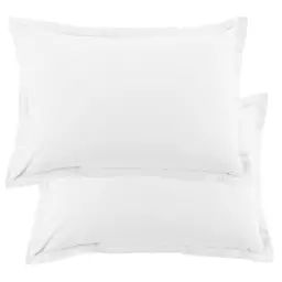 Lot de 2 taies d’oreiller rectangles coton blanc 50×70 cm