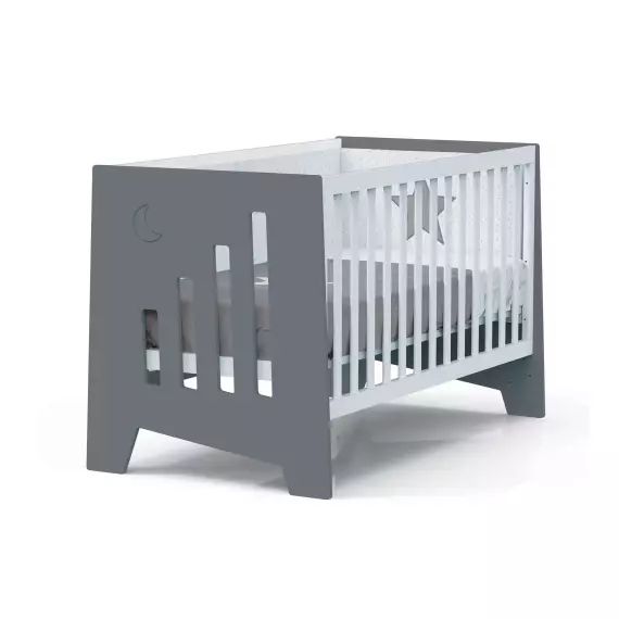 Lit bébé – bureau (2en1) 70×140 cm en gris marengo