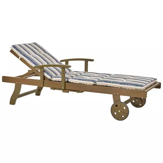 Chaise longue en bois solide bois foncé