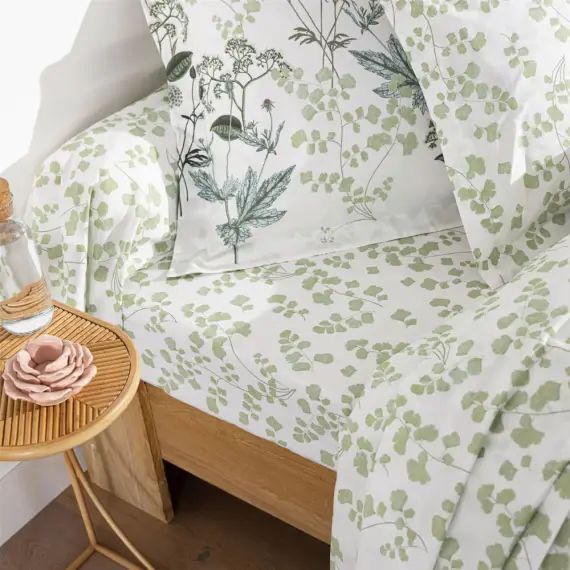 Housse de couette 140×200 verte en percale de coton