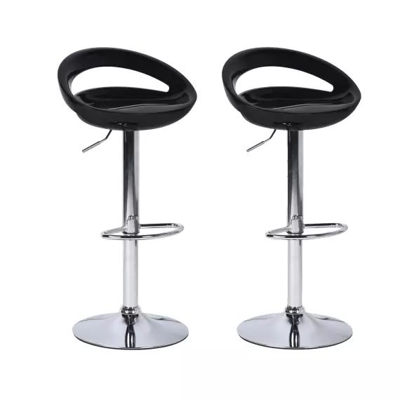 Lot de 2 tabourets de bar ABS scandinave pivotant blanc