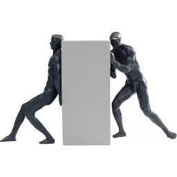 Statuette hommes lutte en polyrésine bleue et blanche 23×38