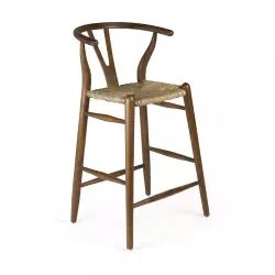 Chaise de bar en rotin beige  