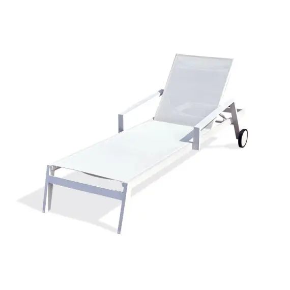 Bain de soleil en aluminium et toile plastifiée blanc