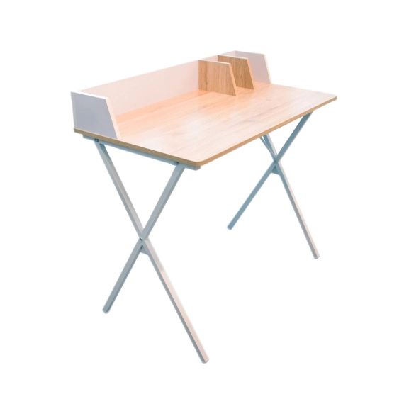 Bureau bois et métal blanc