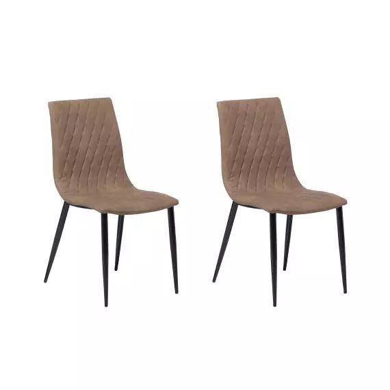 Lot de 2 chaises en cuir PU marron clair