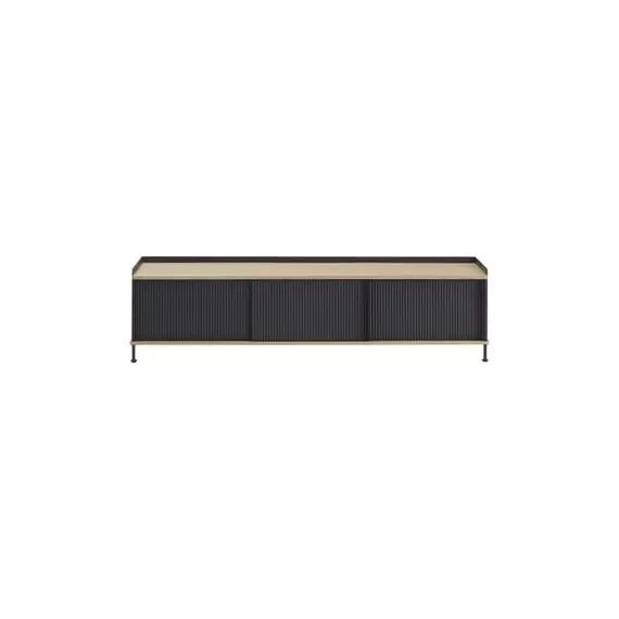 Buffet Enfold en Métal, Chêne massif huilé – Couleur Noir – 186 x 45 x 48 cm – Designer Thomas Bentzen