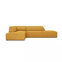 Canapé d’angle gauche 4 places en tissu structurel jaune