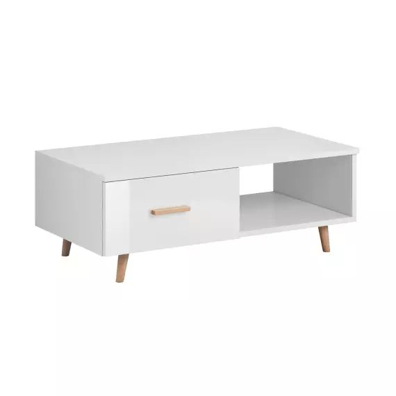 Table basse 1 tiroir 1 niche ikar blanc