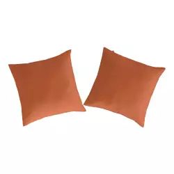 2 Taies d’oreiller en coton  80×80 cm orange foncé