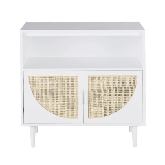 Commode compatible plan à langer 2 portes blanche et beige