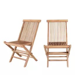 Toledo – Lot de 2 chaises de jardin en teck – Couleur – Bois clair