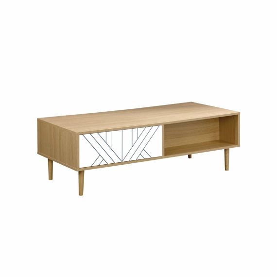 Table basse en décor bois et blanc