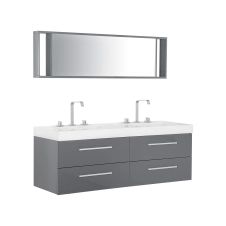 Meuble double vasque gris avec miroir