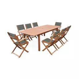 Salon de jardin en bois table 180-240cm savane