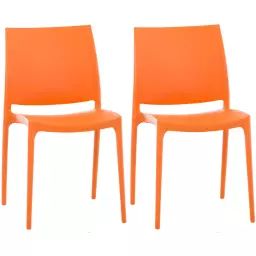 Lot 2 chaises de jardin empilables en plastique Orange