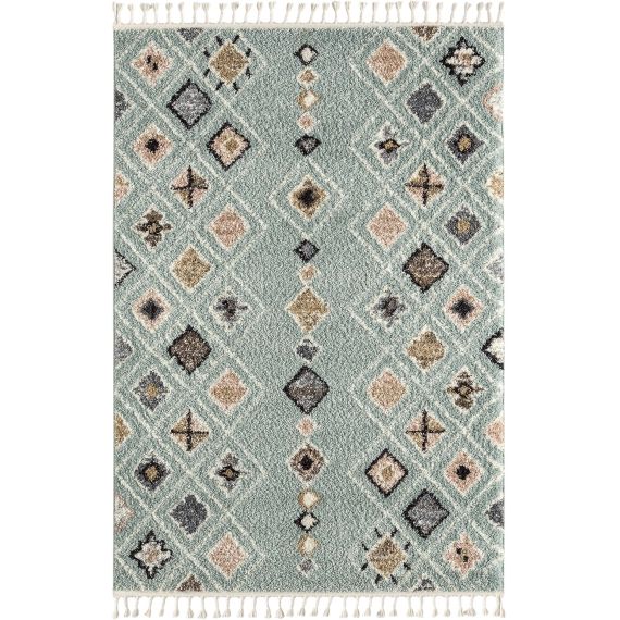 Tapis salon berbere turquoise 160×230 dessin ethnique