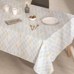 Nappe en coton biologique antitâche bleu géométrique 140×200 cm