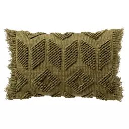 Housse de coussin vert en coton et polyester – 40×60 cm – avec motif