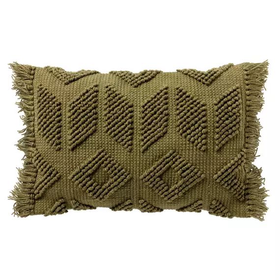 Housse de coussin vert en coton et polyester – 40×60 cm – avec motif