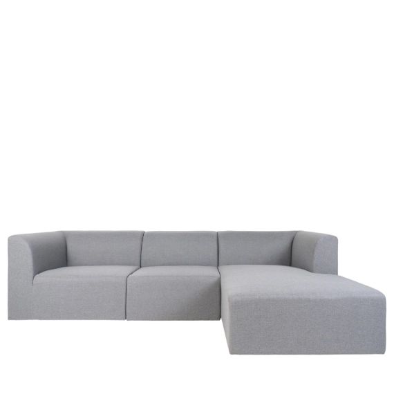 Canapé d’angle droit en tissu gris clair 4 places