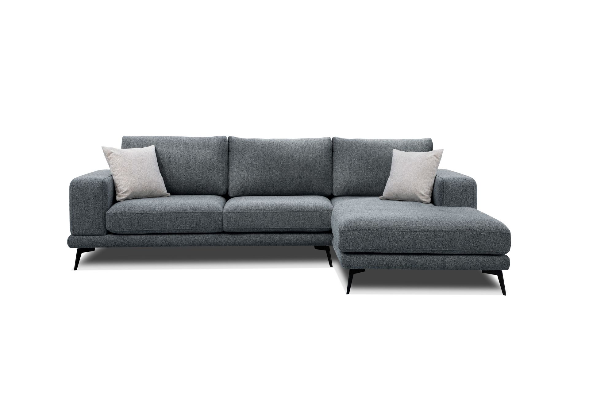 Canapé d’angle droit 4 places tissu gris foncé