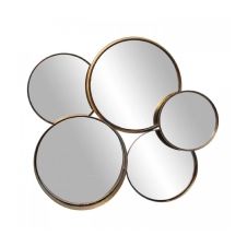 Miroir métal doré vieilli 5 cercles 50×54