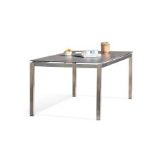 Table de jardin plateau céramique structure inox gris