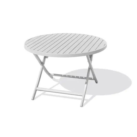 Table de jardin ronde pliante en aluminium gris