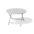 image de tables de jardin scandinave Table de jardin ronde pliante en aluminium gris