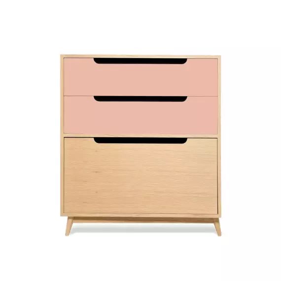 Commode peu profonde en chene naturel rose blush