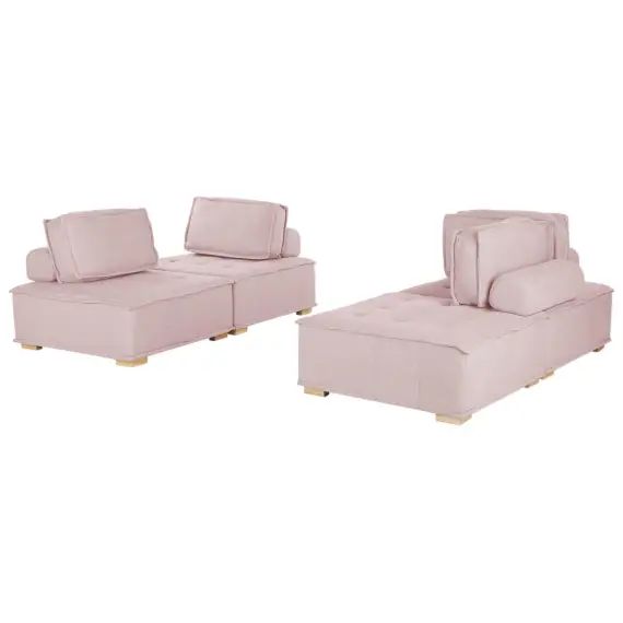 Ensemble canapés modulables 4 places rose