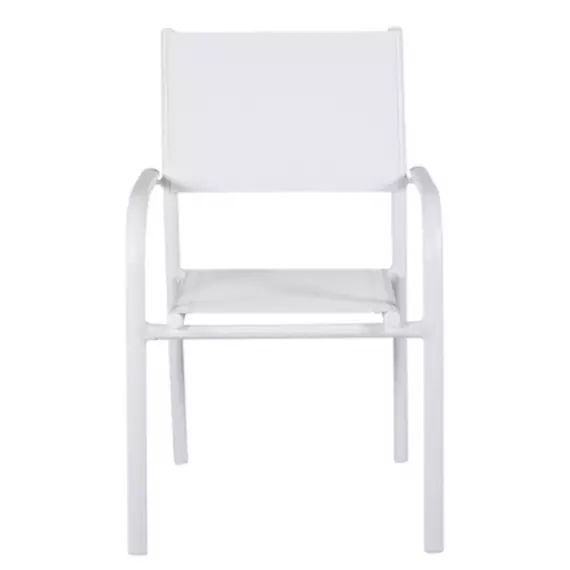 Lot de 2 chaises de jardin tendance en métal et tissu blanc