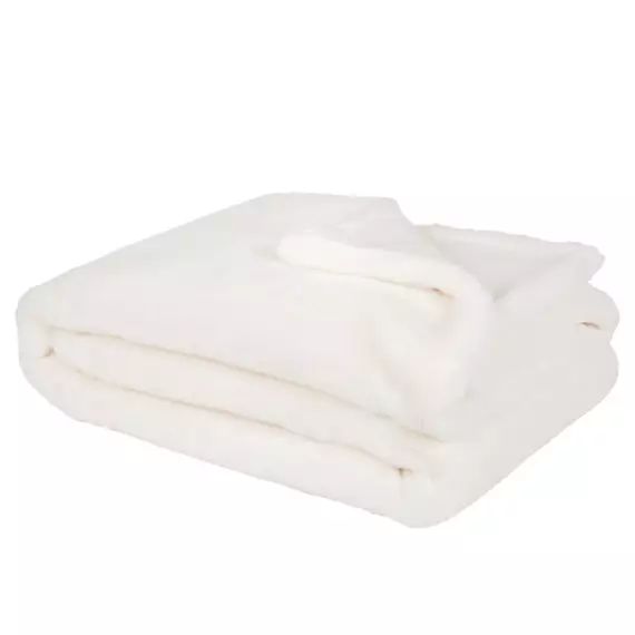 Plaid imitation fourrure blanche 150×200