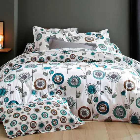 Housse de couette 140×200 bleue en coton