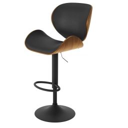 Chaise de bar réglable 63/84 cm en cuir synthétique noir
