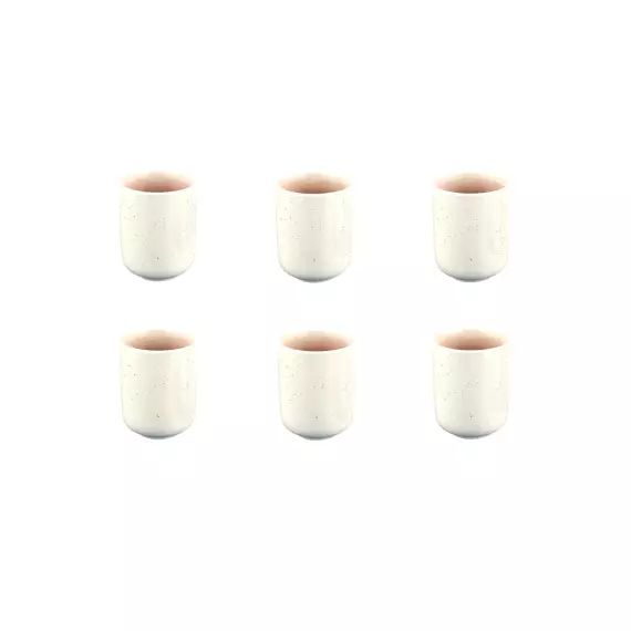 Lot de 6 mugs en grès rose 30cl