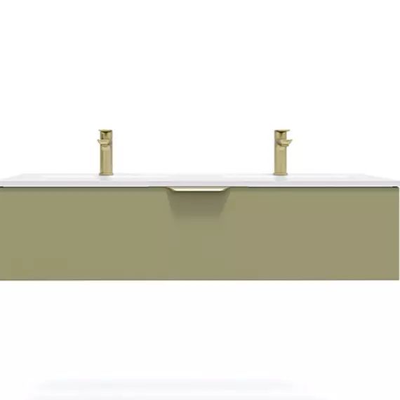 Meuble salle de bain double vasque 120cm 1 tiroir Vert