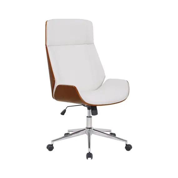 Chaise de bureau réglable en similicuir Noyer / Blanc