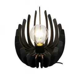 Lampe à poser en lamelles de bois noir