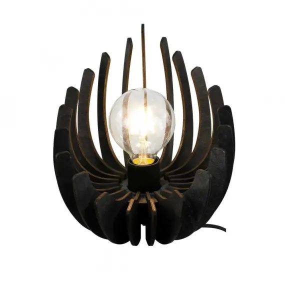Lampe à poser en lamelles de bois noir
