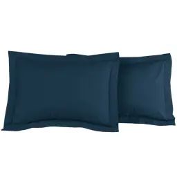 Lot de 2 taies d’oreiller unie percale e Indigo 50×70