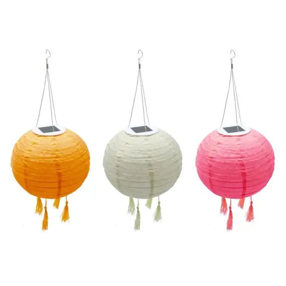 Lot de 3 lampion solaire Nylon OrangeD20cm