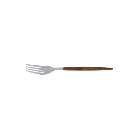 Lot de 6 fourchette de table effet bois en inox marron